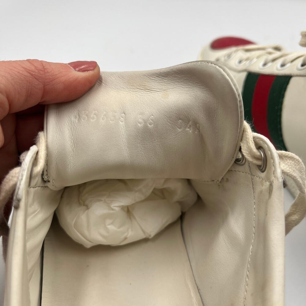 Gucci Ace Heart Embroidered Web Low Top Leather Sneakers White Size 36 / 6 - Picture 10 of 11